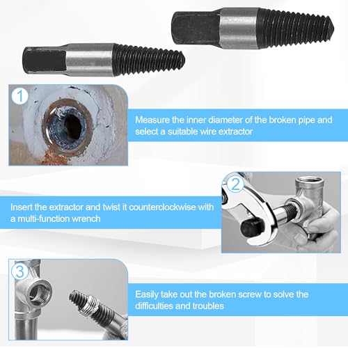 4 Stück Schraubenausdreher Set, 1/2 Zoll und 3/4 Zoll Gewindeschneider Set, Rohrbruch-Extraktor y Reparaturhahn, Linksausdreher, Zoll Gewindeschneider Set