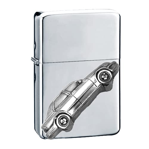 Briquet à essence classique motif effet étain idée cadeau homme argent