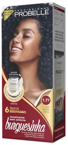 Kit Coloração Tonalizante Sem Amônia Burguesinha 1.77 Preto Azulado Intenso 50g