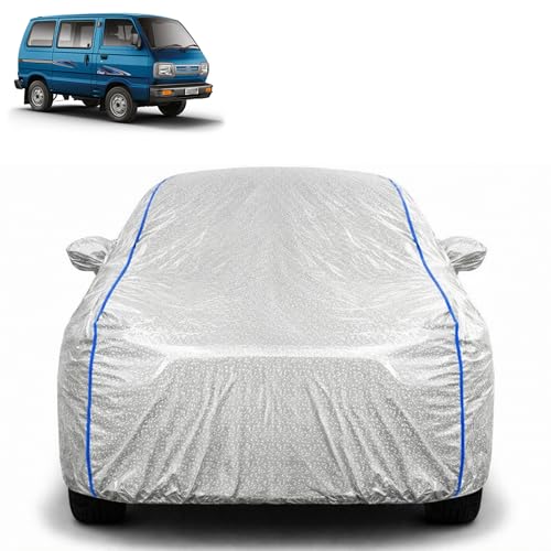 Image of Waterproof Car Cover for Maruti Suzuki Omni | All Weather Protection | UV Resistant & Dustproof | Soft Cotton Lining to Prevent Scratches | Triple Stitched with Mirror Pockets & Elastic Hem