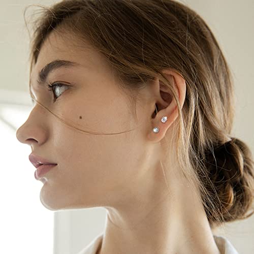 Subiceto 10 Pairs Stainless Steel Cubic Zirconia Stud Earrings Set For Women Men Screw Back Earrings Opal Round Square Heart Star Pear Shaped Faux Diamond Earrings Cz Hypoallergenic Screwback Earrings Piercing Jewelry 20G Sliver #TOP2