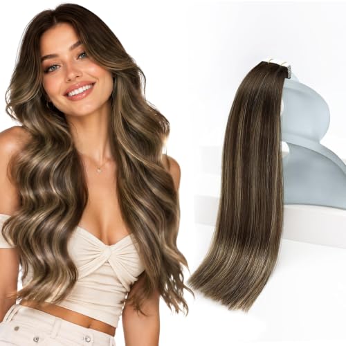 Image of Sunny Hair Brown Tape in Hair Extensions Human Hair Balayage 50g 20Pcs Remy