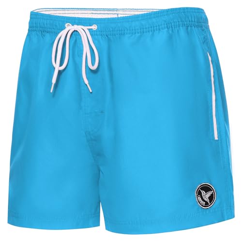 Ladeheid Bañador Hombre Natación, Secado Rápido con Forro Interior de Malla, Short Deportivo con Bolsillos Laterales y Traseros, Cintura Elástica, Tejido Transpirable LA40-199 (Azul Claro, 4XL)