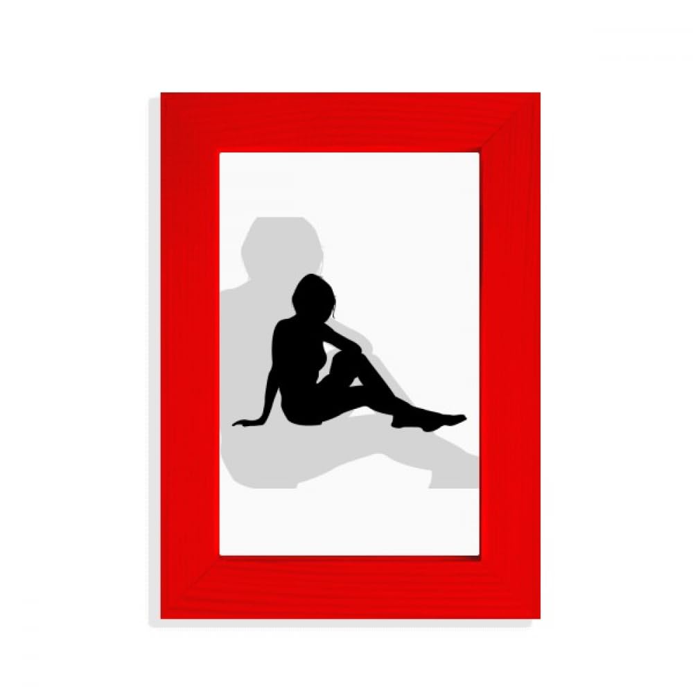 Cadre photo rouge femme assise moderne poster mural rouge et noir décoration