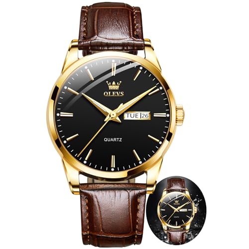 Montre à quartz analogique étanche OLEVS homme avec calendrier et aiguilles lumineuses