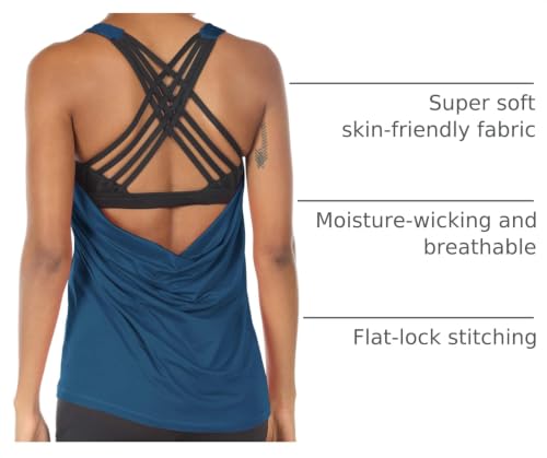 Image of icyzone Women's Open Back Workout Athletic Yoga Tank Tops with Built in Bra