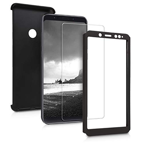 kwmobile Cover Compatible with Xiaomi Redmi Note 5 (Global Version) / Note 5 Pro - Protective Full Body Case with Screen Protector - Metallic Black