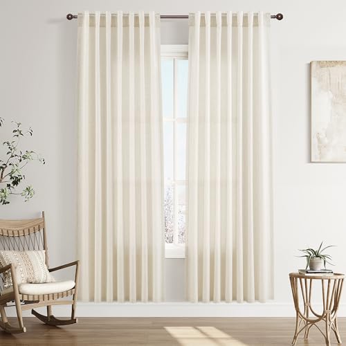 Image of Joywell Linen Curtains 78 Inches Long for Living Room Beige Cream