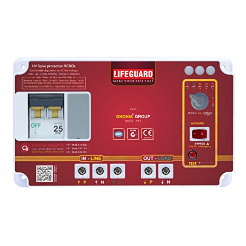 Image of Lifeguard DPVL 25A Single Phase 2 Pole Advance Circuit Breaker | Over Voltage Protection & Adjustable Earth Leakage Protection | Tripping Siren With LED Light | ABS Body