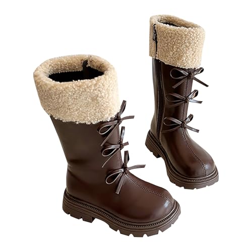 Winterstiefel für Mädchen, warm, hoch, Leder-Stiefel für...
