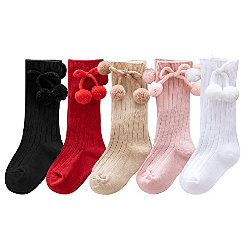 XPXGMT Lot de 3 paires de chaussettes hautes en coton pour bébé fille, multicolore, 3-12 mois Cover