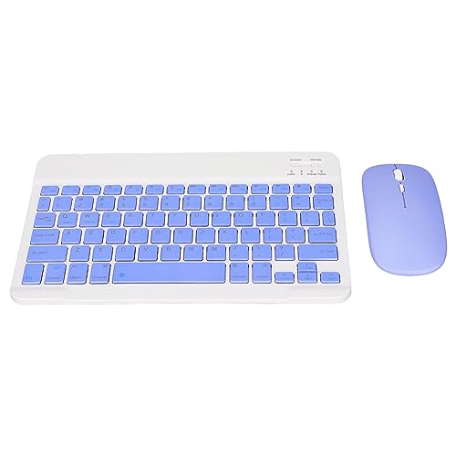 Bluetooth Keyboard Mouse Set, 10 Inch USB Charging Ultra Thin Quiet Keyboard with DPI Mouse, Composite Keys Keyboard Mouse Combo for Cellphone Laptop (Violet)