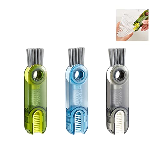 3 In 1 Multifunctional Cleaning Brush, Tiny Bottle Cup Lid Detail Brush Straw Cleaner Tools Mini Silicone Bottle Cup-Holder Cleaner, Home Kitchen Cleaning Tool(3Colors) #TOP15