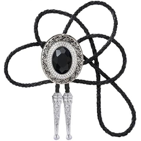 Doitby Rhinestone Bolo Tie for Men, Western Cowboy Necktie Leather Bolo Ties Necklace for Men Women Cover