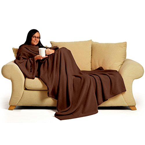 Gift House International Limited, Snug Rug Deluxe, Coperta morbida con maniche integrate, per Adulti, colore: Marrone