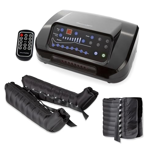 DinamicaMed® PRO 8.0 Classic Pressothérapie – Appareil de drainage lymphatique avec 6 programmes, 8 chambres à air, 2 bottes XL et ceinture abdominale, utilisation à domicile