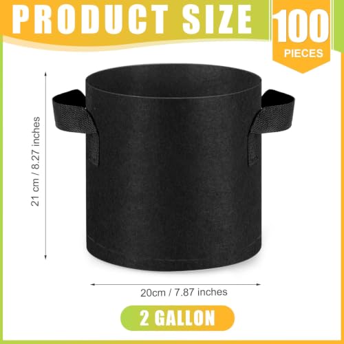 Image of Nuanchu 100 Packs 2 Gallon Grow Bags Bulk Aeration Fabric Pot with Handles