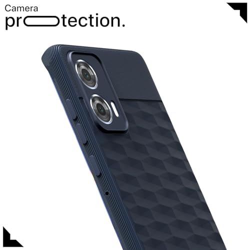 Image of Pikkme Back Cover for Motorola Motorola Moto Edge 50 Fusion 5G / Motorola Moto G96 5G Soft Grip 3D Hexa Cube Texture Silicone Bumper Case (Blue)