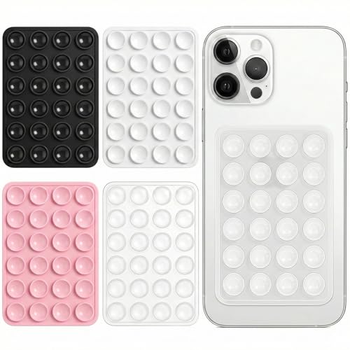 BCHMN Ventosa Movil Doble Cara, 4PCS Ventosa para Movil Doble Cara, Silicona, Montable sobre Cualquier Superficie Lisa