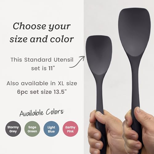 Starpack Stir and Serve Silicone Cooking Utensils Set (5-Piece, 11") - LFGB Non Toxic, 600°F Heat Resistant, BPA-Free - One-Piece Seamless, Dishwasher Safe - for Nonstick Cookware, Gray Black by StarPack Home - Image 7