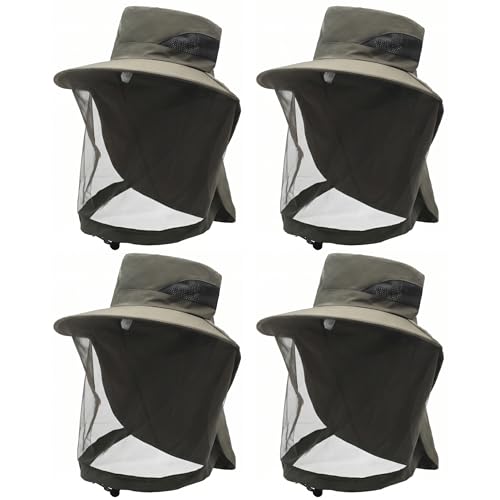 Chapeau en filet de protection solaire avec rabat de cou pour extérieur vert