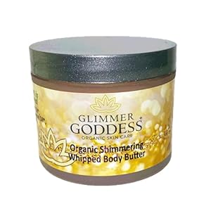 GLIMMER GODDESS Organic Whipped Shimmer Body Butter – Sexy Level 2 Bronze Body Shimmer, 4.0 oz