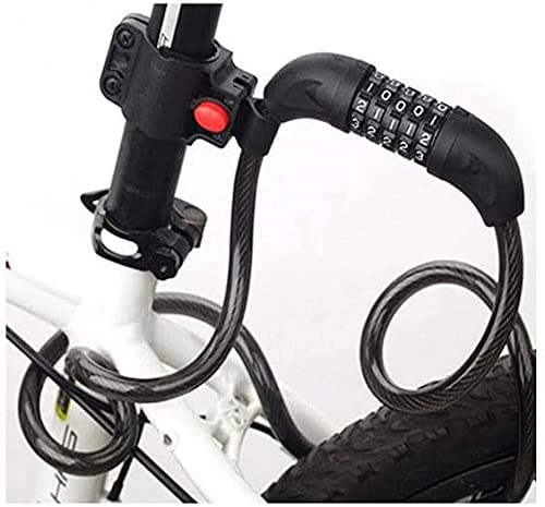 Lucchetto a Combinazione per Bicicletta, Lucchetto a Filo, Lucchetto Anti-Taglio e Anti-furto, Lucchetto a Combinazione a Cinque cifre per Bicicletta, con Staffa