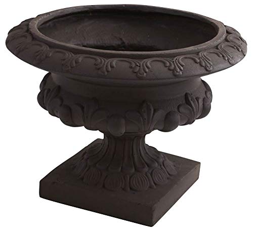 Nearly Natural 12.5in. H Iron-finish Decorative Urn (Indoor/Outdoor) Containers Gray