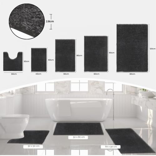 Baahrnom Mikrofaser Badezimmerteppich 40x60cm,Badematte Rutschfest Waschbar – Ansicht 7