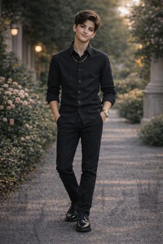 Miza Youth Casual Suit 2 Pieces Button Shirt and Pants Spanish Linen Imported Stylish and Comfortable Suit Youth Sizes (Black, XXL)