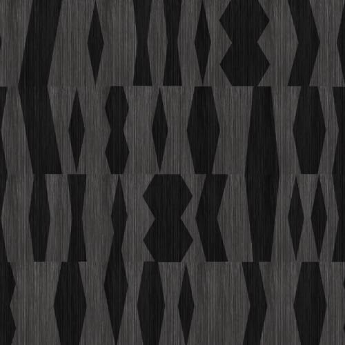 Modern Geometric Peel and Stick Wallpaper – Black and Dark Grey Textured Removable Wall Covering for Living Room, Bedroom, Office & Accent Wall – Waterproof, Self Adhesive, Easy to Install 17' x 120'