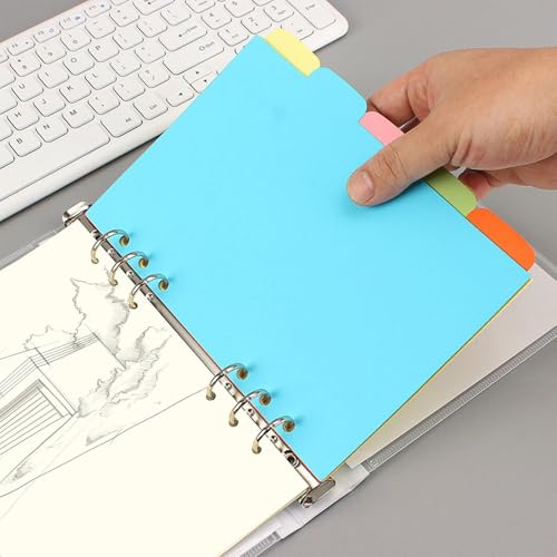 AQTAQ A6 Papier Nachfüllpapier Set 6-Loch A6 Nachfüllbare Haftnotizen 100 Blatt/200 Seiten Farbige Trennblätter Farbige Haftnotizen Lineal Umschlagtasche Für 6-Ring-Binder Tagebuch Notizbücher