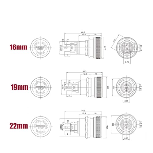 Bouton d'arrêt d'urgence 16mm pour sécuriser l'alimentation basse tension