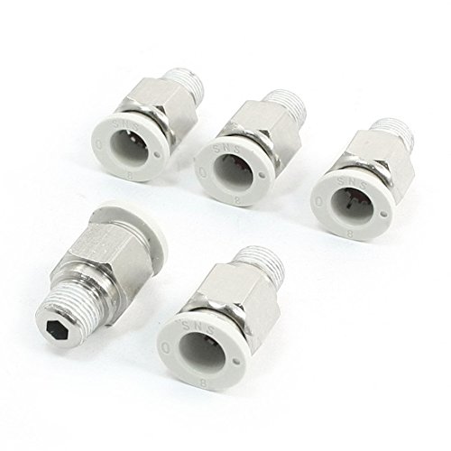 Vanky Industry 5Pcs 8mm Tube 10mm Male Thread Push in Straight Connect Quick Fittings