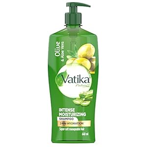 Dabur Vatika Aloe Vera & Olive Intense Moisturising Shampoo – 640ml | Upto 24 hour hydration | No Parabens & Silicones | With Goodness of Vitamin E | Nourishes and Strengthens Hair, and Prevents Dryness