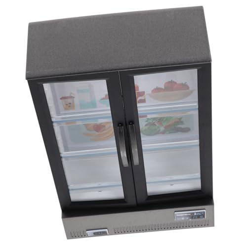 Réfrigérateur de poupée miniature noir ifundom en plastique pour décor de mini maison