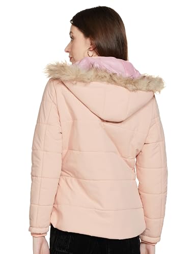 Image of Qube By Fort Collins Women's Regular Fit Bomber Jacket with Detachable Hood - Stylish & Comfortable Winter Wear |Material: Polyester