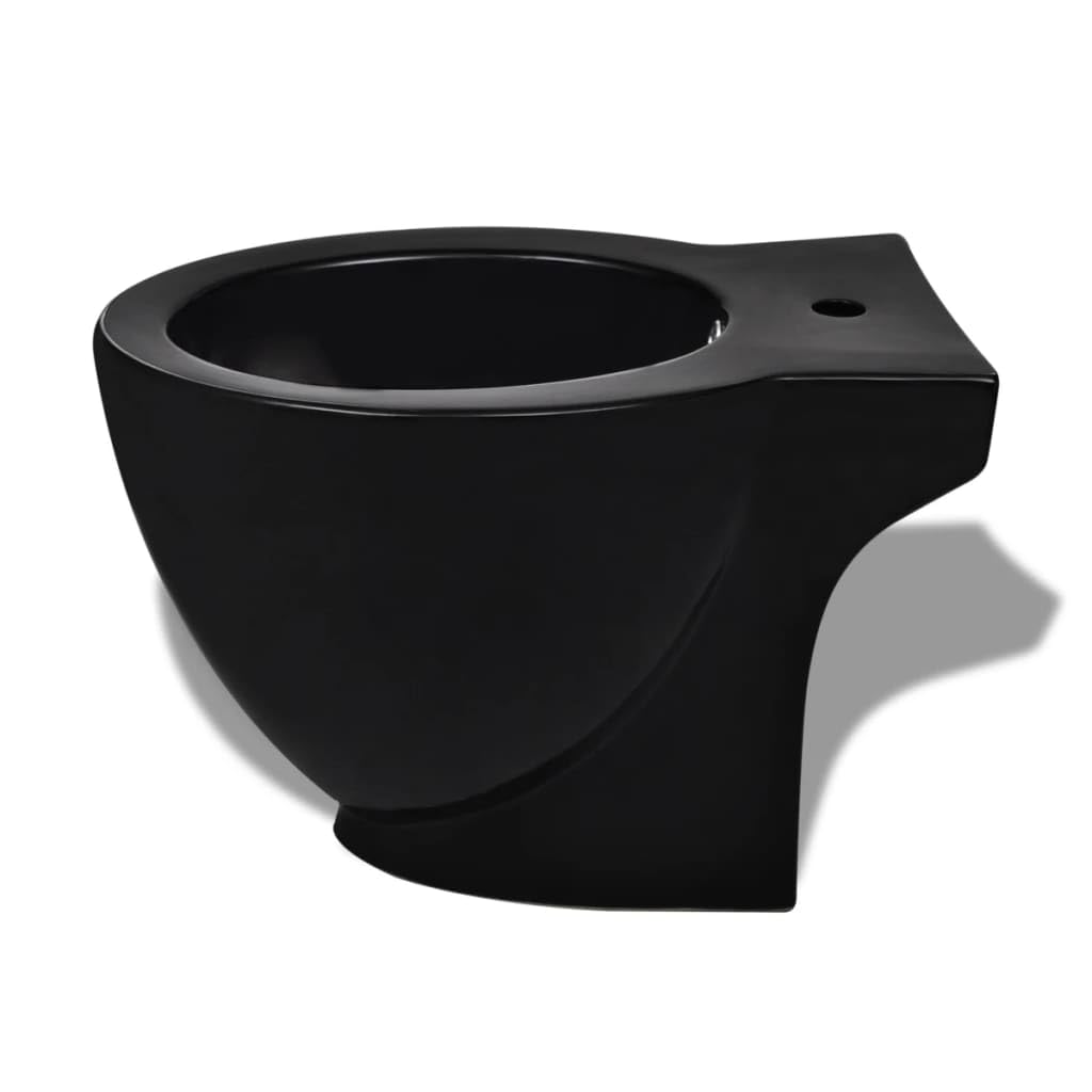 vidaXL Sanitari da Bagno da Parete in Ceramica Nera WC e Bidè Bidet Toilette
