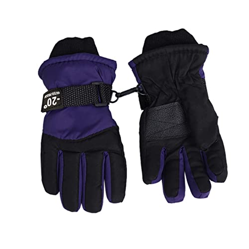 Skihandschuhe Kinder für 6-10 Jahre Winddichte Winterhandschuhe Wasserdicht Warm Handschuhe Junge Mädchen Fleece Fahrradhandschuhe Kinder Sport Thermo Snowboardhandschuhe für (Purple, One Size)