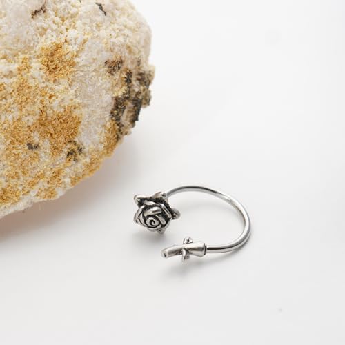 16G Rose Flower Lip Rings Surgical Steel Snake Bite Jewelry for Snake Bites Piecing, Horseshoe Labret Jewelry for Lip Piercing, 16 Gauge4