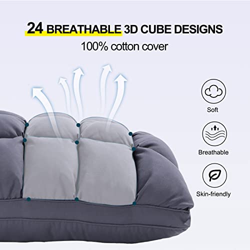 Your Moon Super Support Soft Down-Alternative Pillow Queen Size, Fluffy Soft Luxury Hotel Gel Sleeping Pillows, Bed Pillows For Back Sleepers(Gray) #TOP1