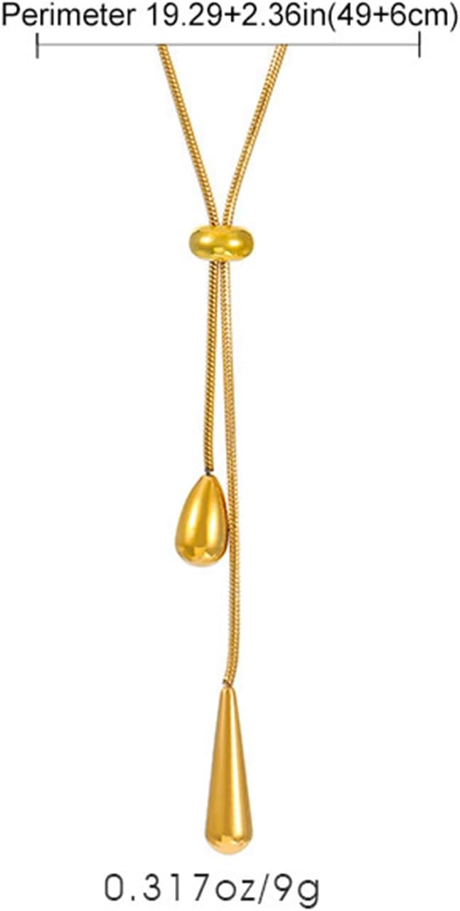 Lariat Y Drop Teardrop Pendant Necklace for Women Adjustable Minimalist Metal Chain Elegant Statement Choker Two Colors Gold Silver Gift Daily Wear - Image 3