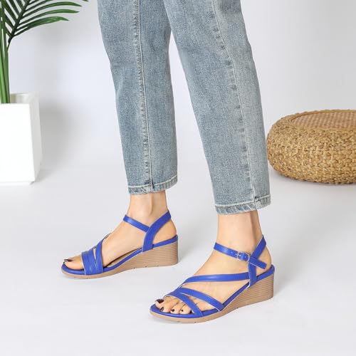 Image of Wedge Sandals for Women Dressy, Comfortable Summer Low Wedges Womens Open Toe Strappy Sandal