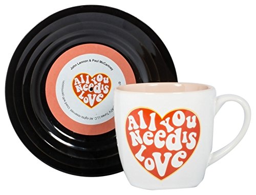Thumbs Up UK LMMUGLOVE1 Love Heart Lyrical Mug and Saucer Set, Multicolor