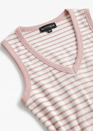 Image of Prettywear Deep V Neck Tank Tops for Women 2026 Summer Fashion Clothes Sexy Casual Ribbed Fitted Sleeveless Going Out Tops