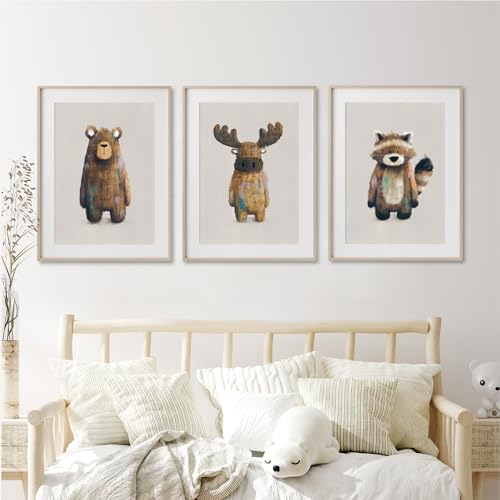 Tigercub Prints Woodland Animal Nursery Prints | A3 Set of 3 | Printed on 250gsm Professional Quality Paper | Designed and Printed in UK | Nursery Decor | Baby and Kids Wall Art | Bedroom Decoration