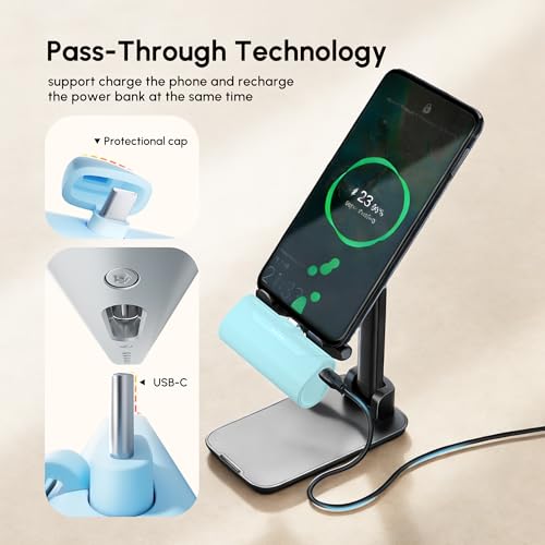Mini Blue USB C Power Bank,4800mAh USB-C Portable Charger for iPhone 17 Pro Max, Little Backup External Type-c Battery Charger for iPhone 16e,USB Type C Battery Pack for Android Smartphones/Tablets by TCNOLL - Used condition - Image 2