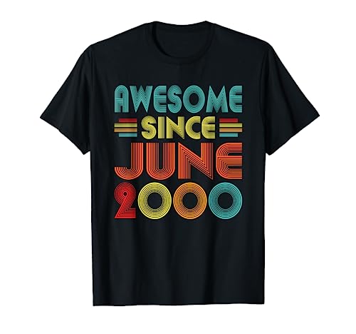 Awesome Since June 2000 Birth Of Birthday Vintage Men Women Camiseta