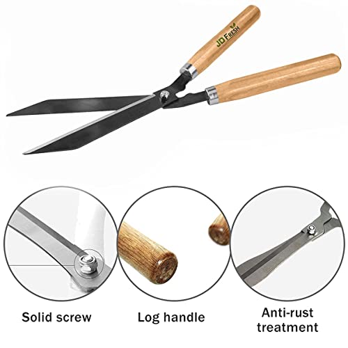 Image of JD FRESH Plant Cutter for Garden Hedge Pruning Shears /8 Inch Premium Carbon Steel Gardening Scissors /Anti Rust /160 Angled Blade /Wooden Handle /for Hedge Cutting /Bush & Shrub Branch Trimming /Shaping