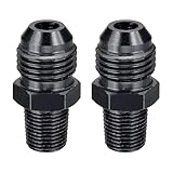 QUARKZMAN 2 Stück AN6 Stecker Flansch Auf 1/8 Zoll NPT Rohrverbinder Aluminium Gerade Stecker Kupplung Verbinder Kraftstoffschlauch Adapter Für Automotive Schwarz